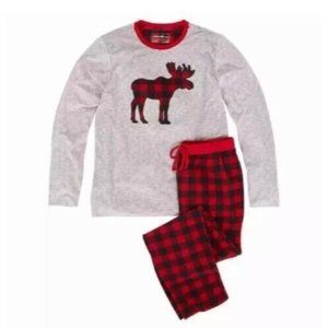 New Men's Eddie Bauer Christmas Pajama Sets Size XXL Flannel Red Pants Moose Top